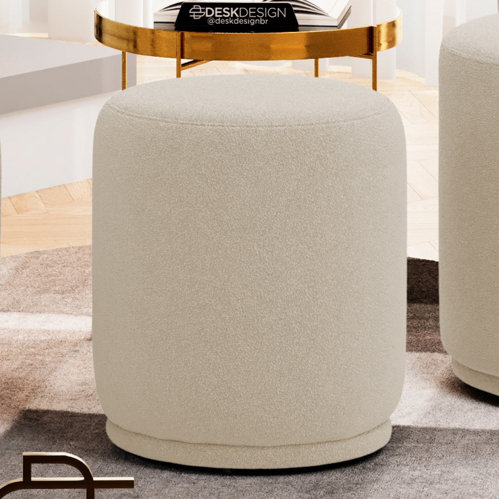 Puff Decorativo Orgânico Living Mavi Redondo Bouclê