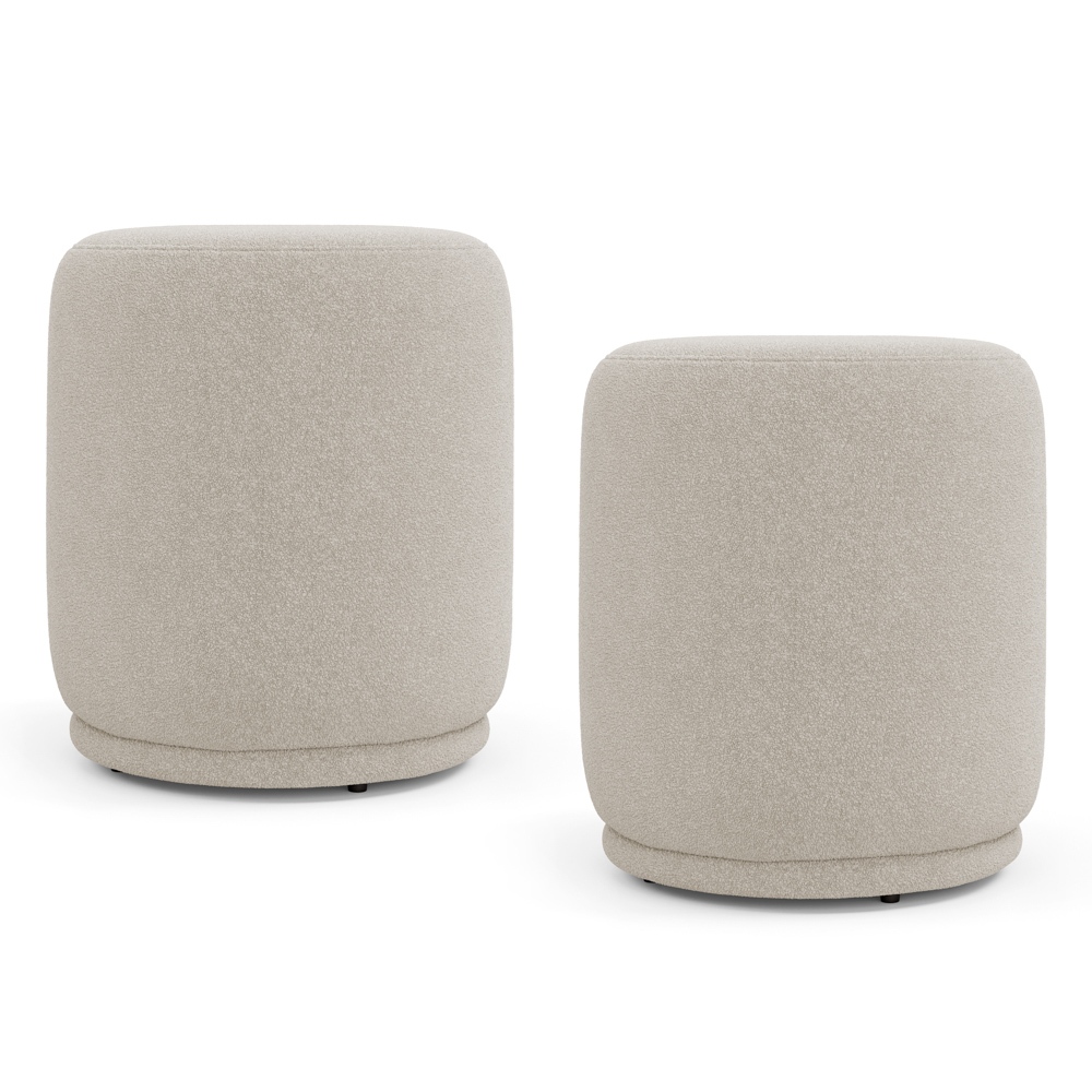 Kit 02 Puffs Decorativos Orgânicos Living Mavi Bouclê