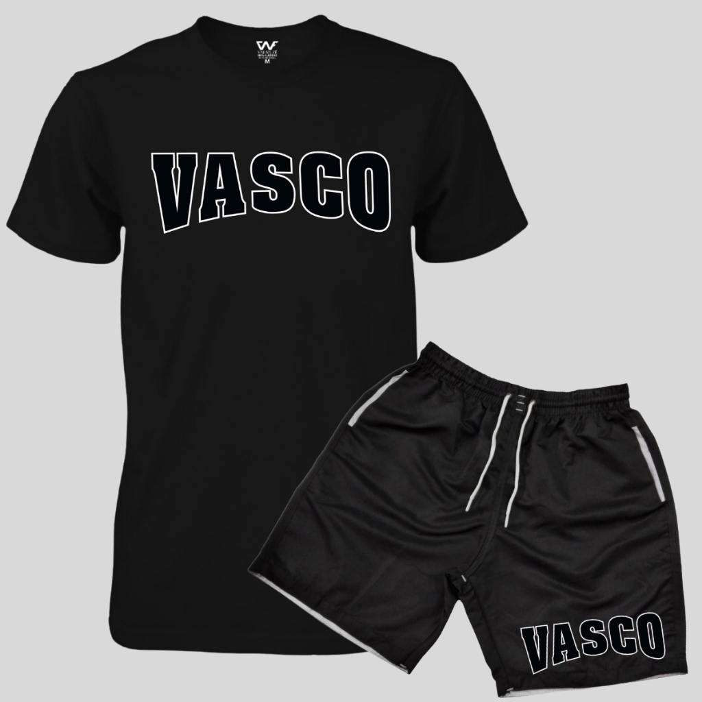 Conjunto Camisa Camiseta Vasco + Short Praia Masculino Adulto Ou Infantil