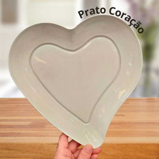 Prato Formato Coração Refeição Branco; Kit 6,12,16 ou 20 Pratos(Plástico). Festa/Almoço/Jantar. em Oferta na Shopee