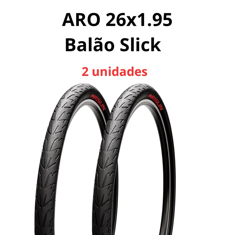 Par Pneu Bicicleta Arisun Praieiro Aro 26 X 1.95 Balão Slick Mta