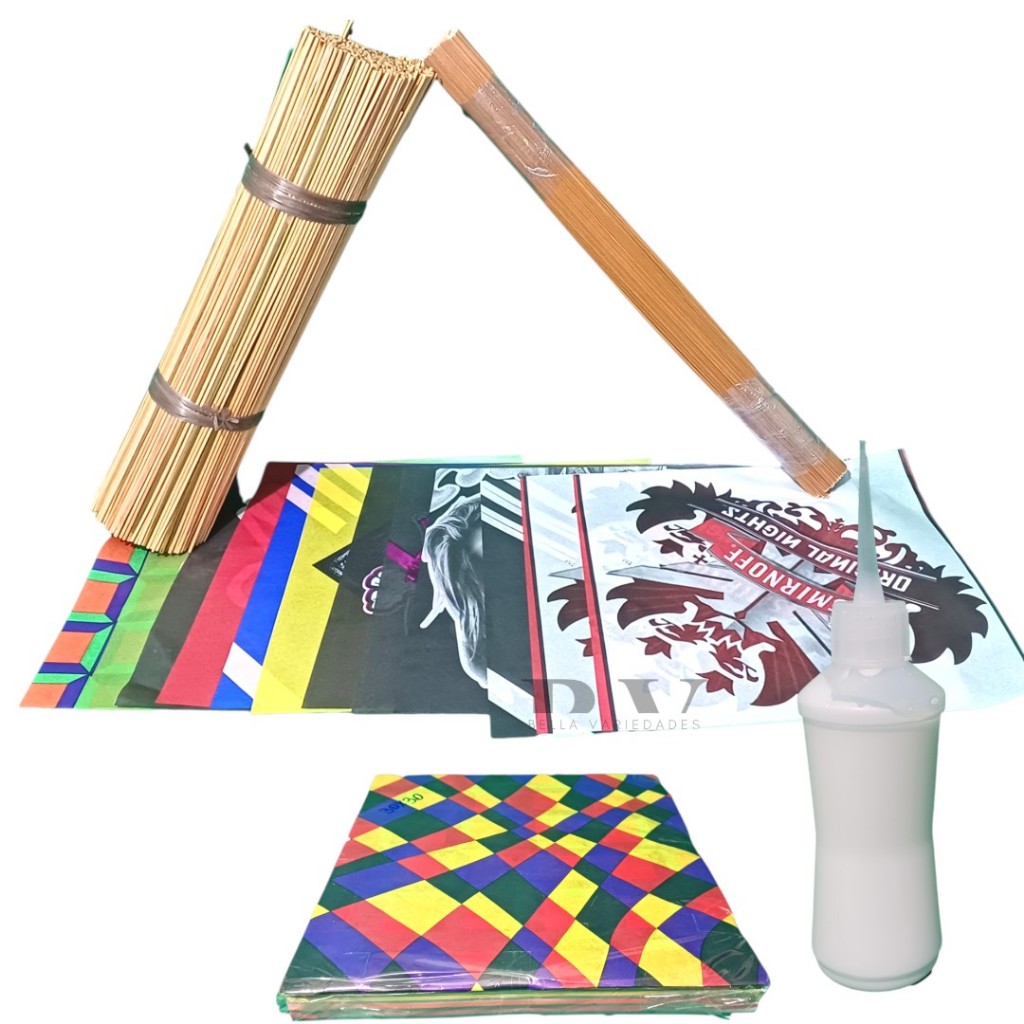 100 PIPA Peixinho Unidades 30*30 Pipas Seda+varetas+cola Faça voce mesmo ENVIO IMEDIATO em Oferta na Shopee