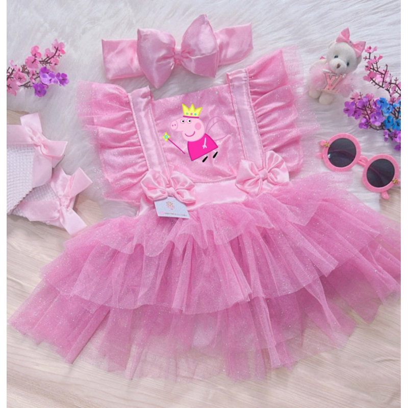 Romper pepa luxo Body Salopete Fantasia Vestido Jardineira Infantil Bebê Menina Baby Bebê Roupa Cartola Rosa em Oferta na Shopee