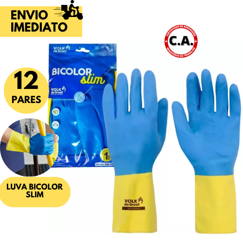 12 ou 6 Pares Luva Neoprene Bicolor de Segurança Química CA Alta Resistência EPI Profissional e Doméstico em Oferta na Shopee