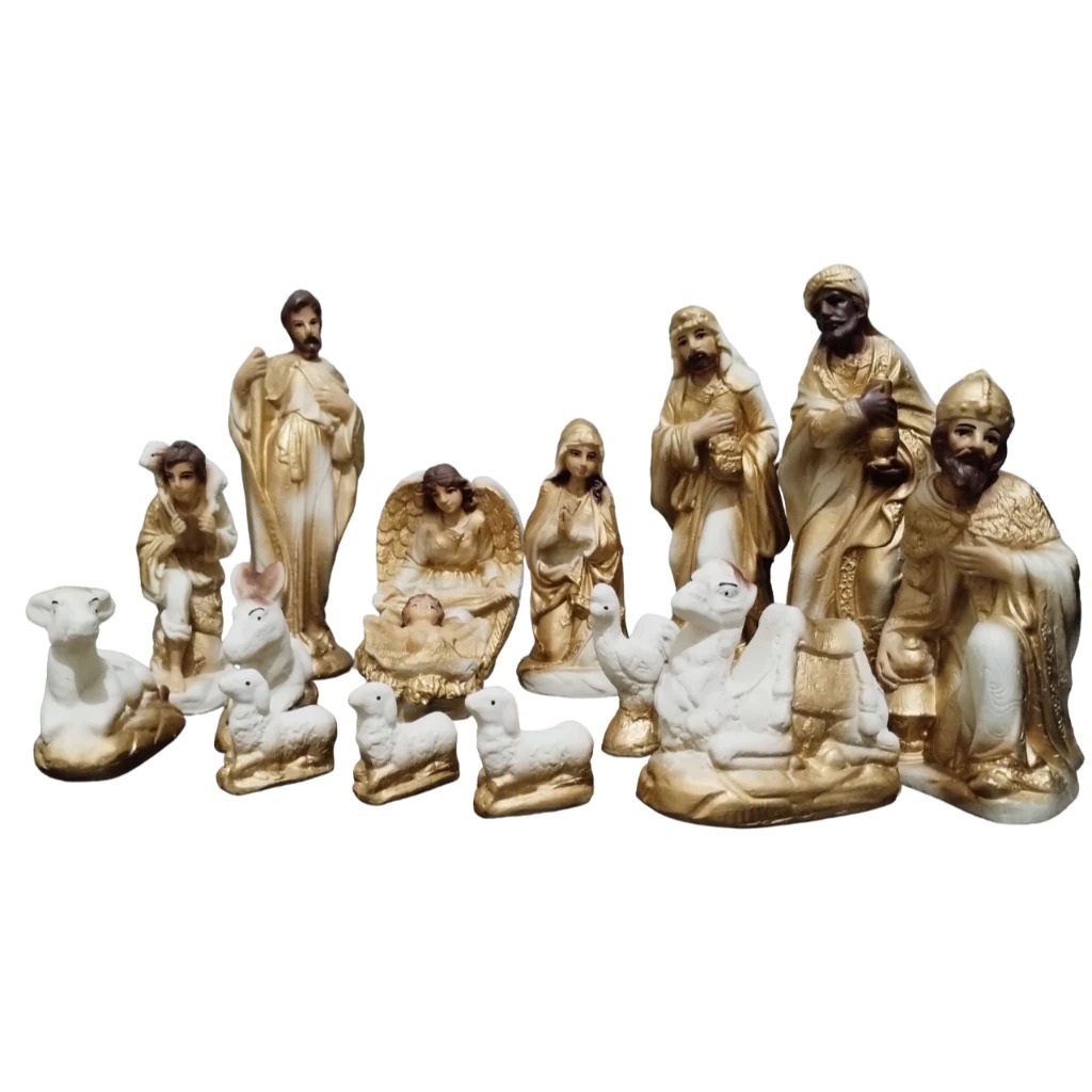 Presépio de Natal Completo 19cm Gesso Premium Pintado