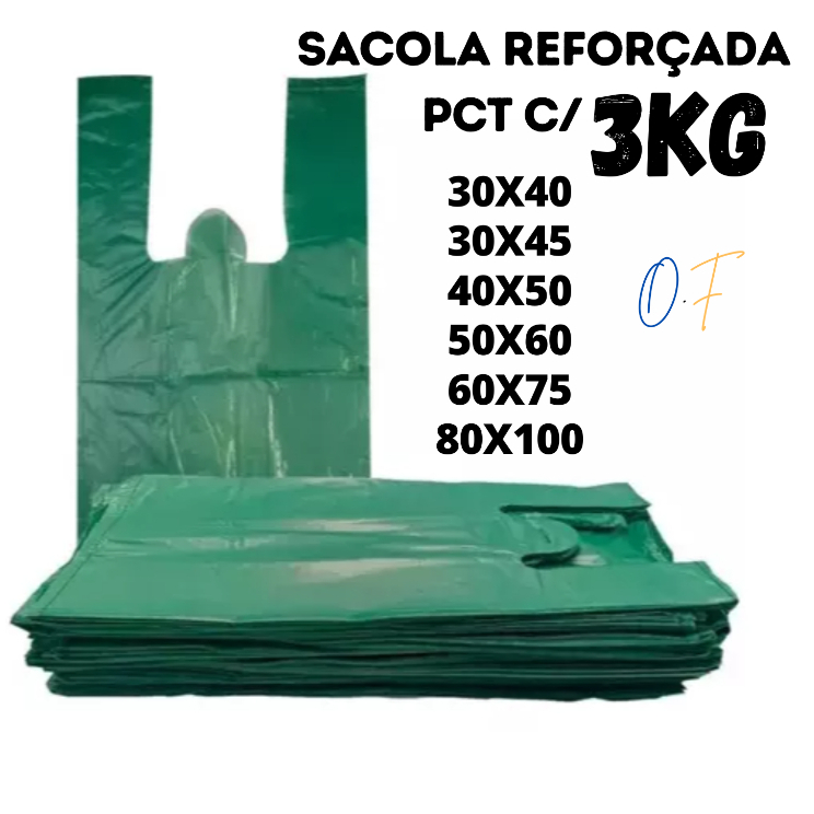 Sacola Plástica Reciclada Verde 3Kg em Oferta na Shopee