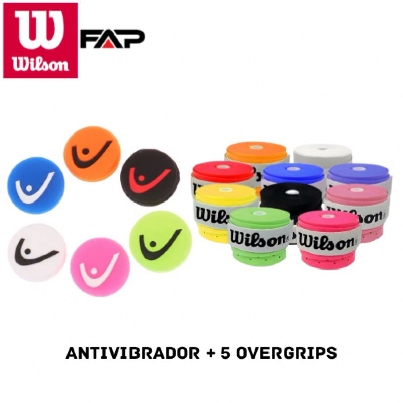 Kit com 3 ou 5 Overgrips Coloridos Perfurados + 1 Antivibrador HEAD – Beach Tênis e Padel