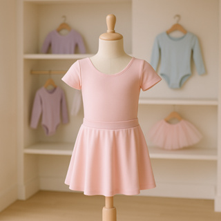 KIT Collant Colan Body Ballet Balé Uniforme Manga Curta + Saia Cós (envio imediato) em Oferta na Shopee