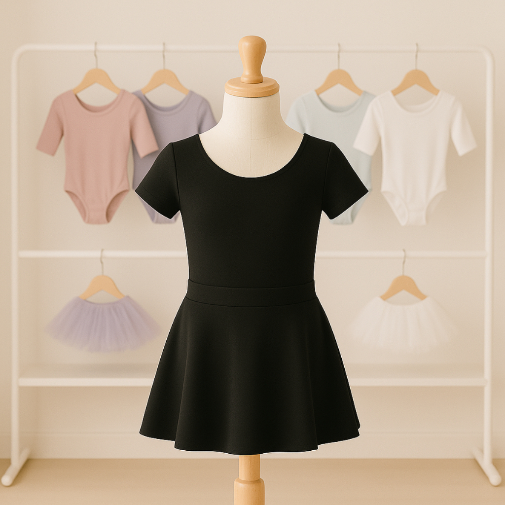 KIT Collant Colan Body Ballet Balé Uniforme Manga Curta + Saia Cós (envio imediato)