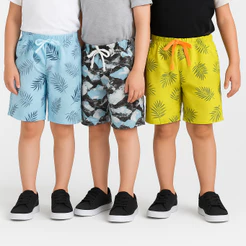 Bermuda infantil kit 3 peças sortidas em tactel ou (1)unitário, shorts menino.