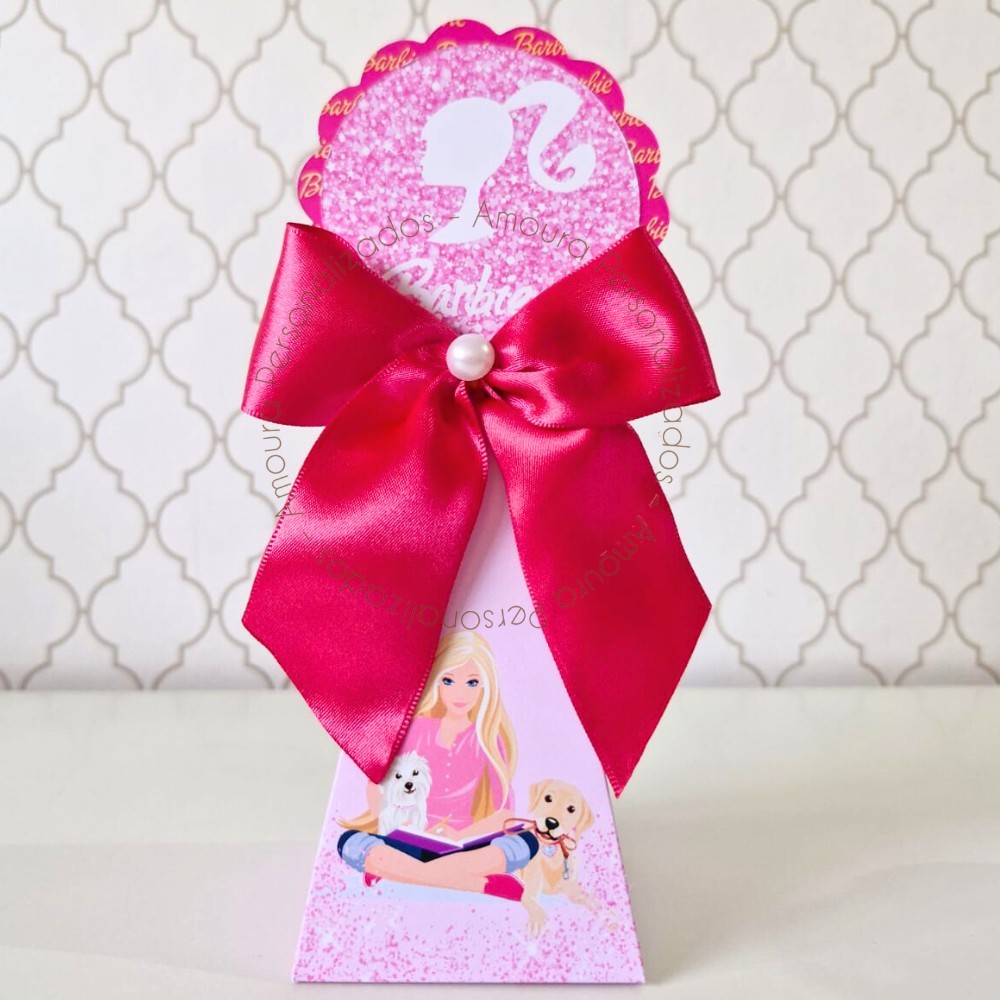 CAIXA PIRÂMIDE PERSONALIZADA PARA LEMBRANCINHAS BARBIE PET | CAIXINHA | FESTA INFANTIL | ANIVERSARIO