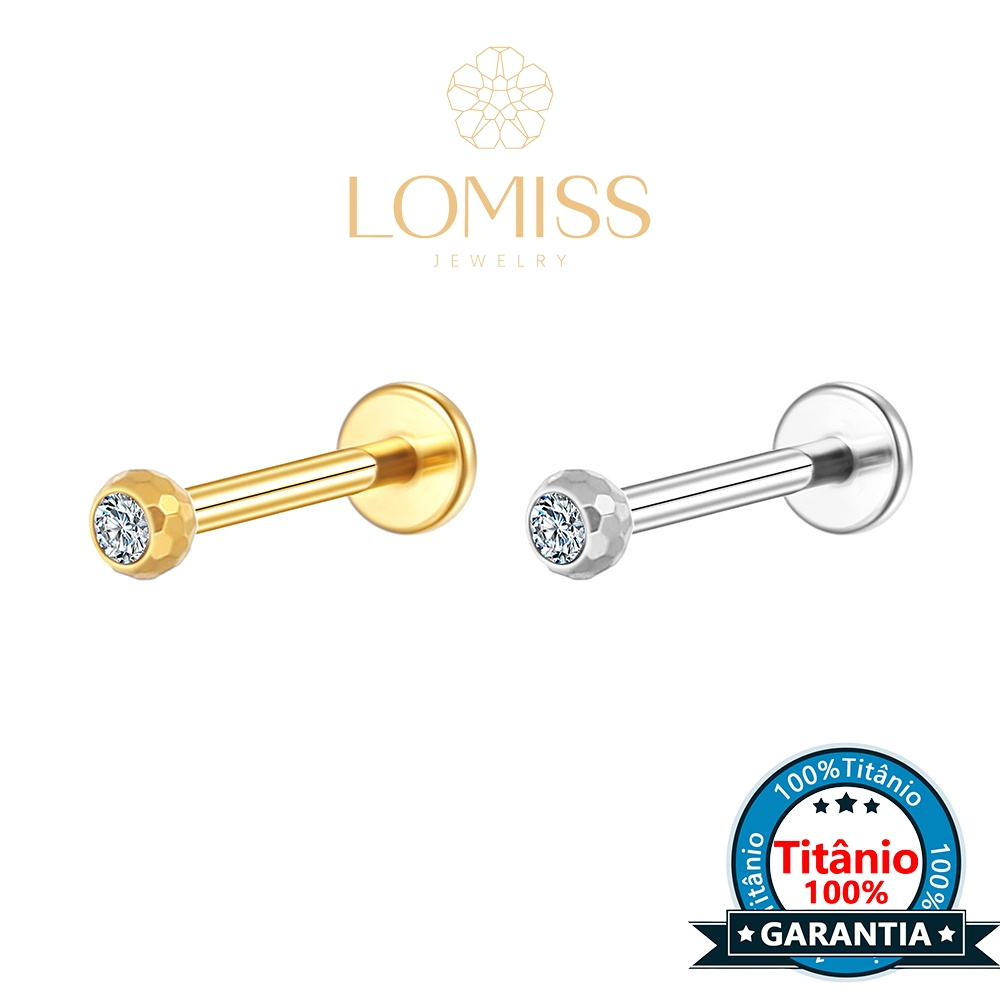 Piercing Helix Conch Labret Titânio Pvd Lapidada Com Zircônia Cravada Rosca Interna em Oferta na Shopee