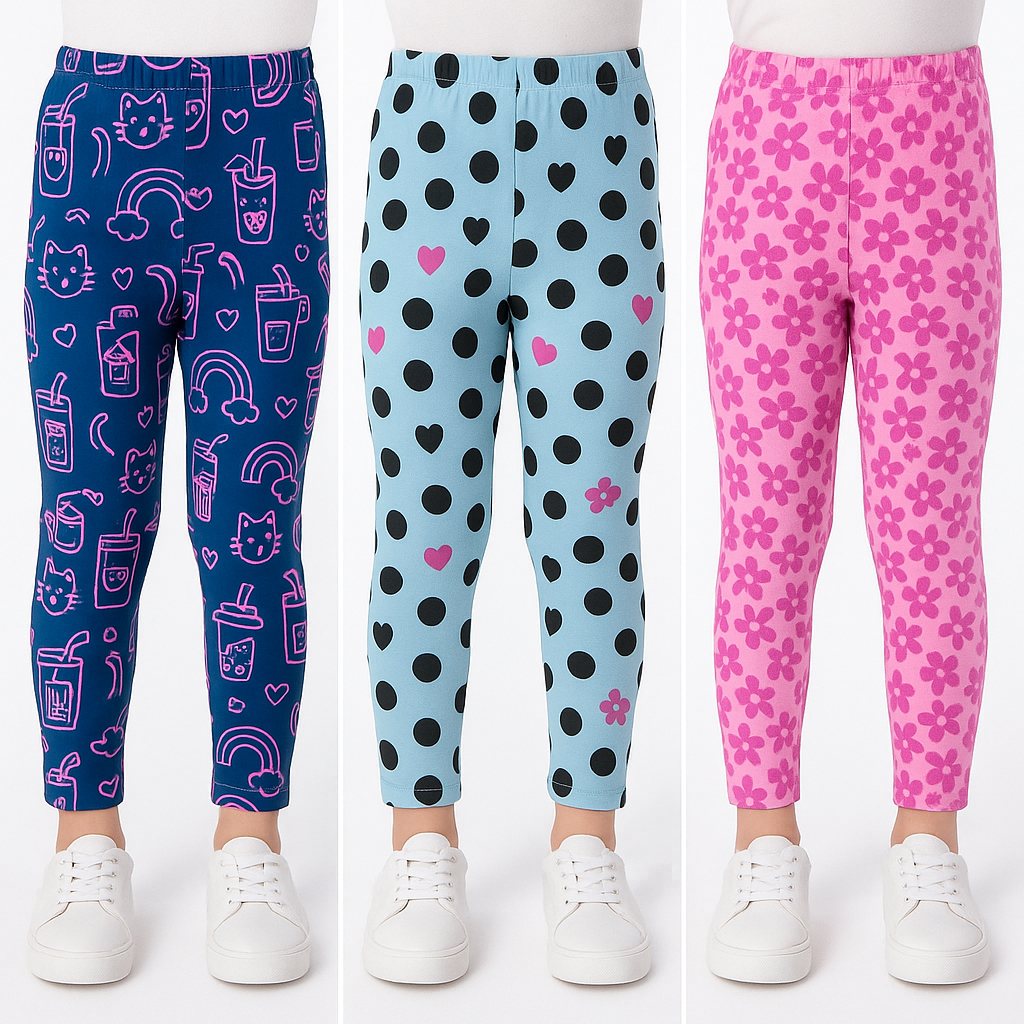 Legging infantil menina calça em cores sortidas kit com 3 peças e unitário. em Oferta na Shopee