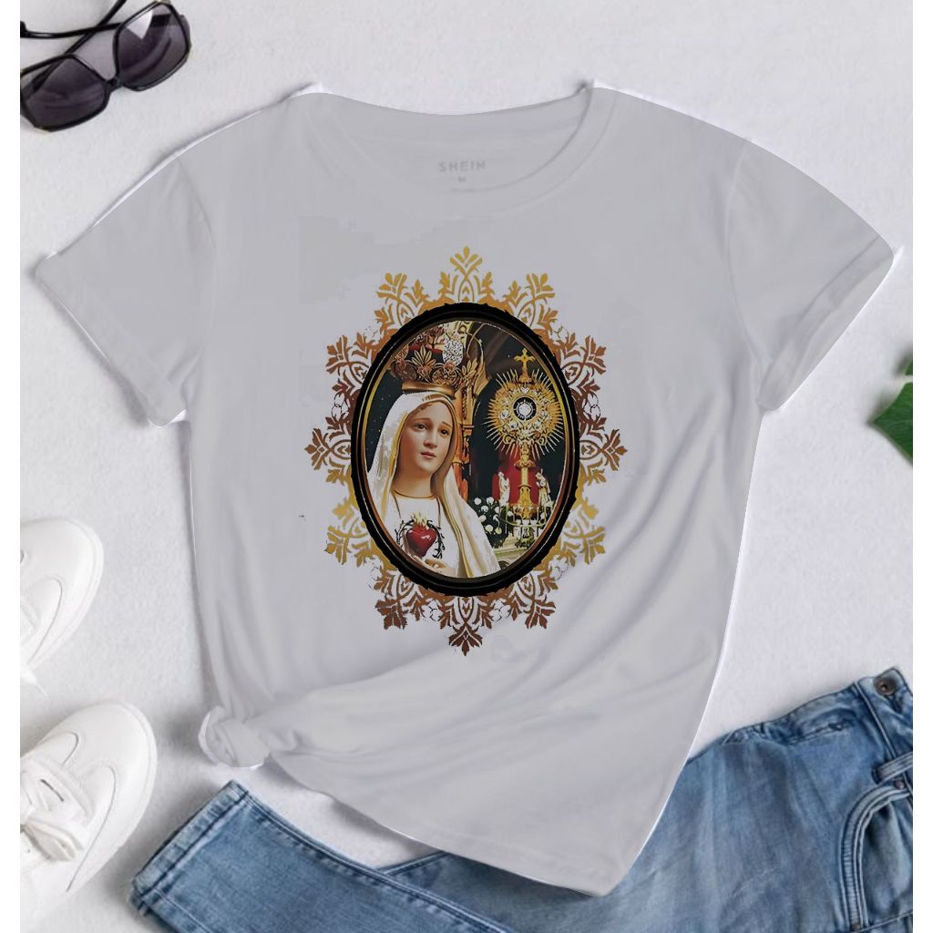 Camiseta Blusa feminina Nossa senhora de fatima espirito santo rainha da paz