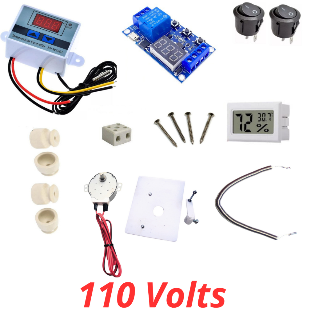 Kit chocadeira 110v  termostato digital temporizador motor suporte manivela resistencia isoladores medidor umidade