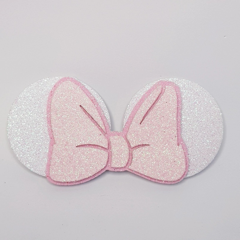 Orelhas Laço Minnie Glitter (11cm) - Aplique Orelha Minnie Glitter Minnie de Luxo