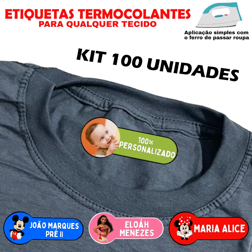 Etiqueta Termocolante Personalizado Escolar Uniforme Com Nome Melhor Qualidade do mercado em Oferta na Shopee