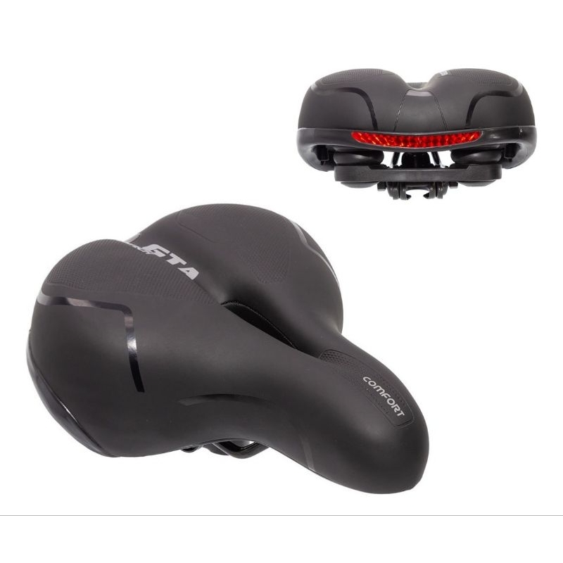 Banco Sela Selim Assento Bicicleta Bike Grande Super Comfort Macio Faixa Reflexiva Molas Elastômero