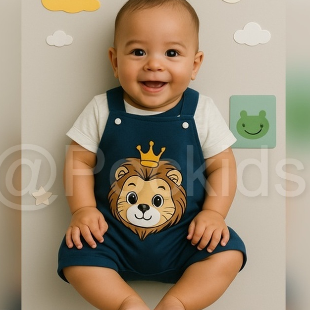 Jardineira de bebê menino + camisa leão principe Roupinha de bebê menino