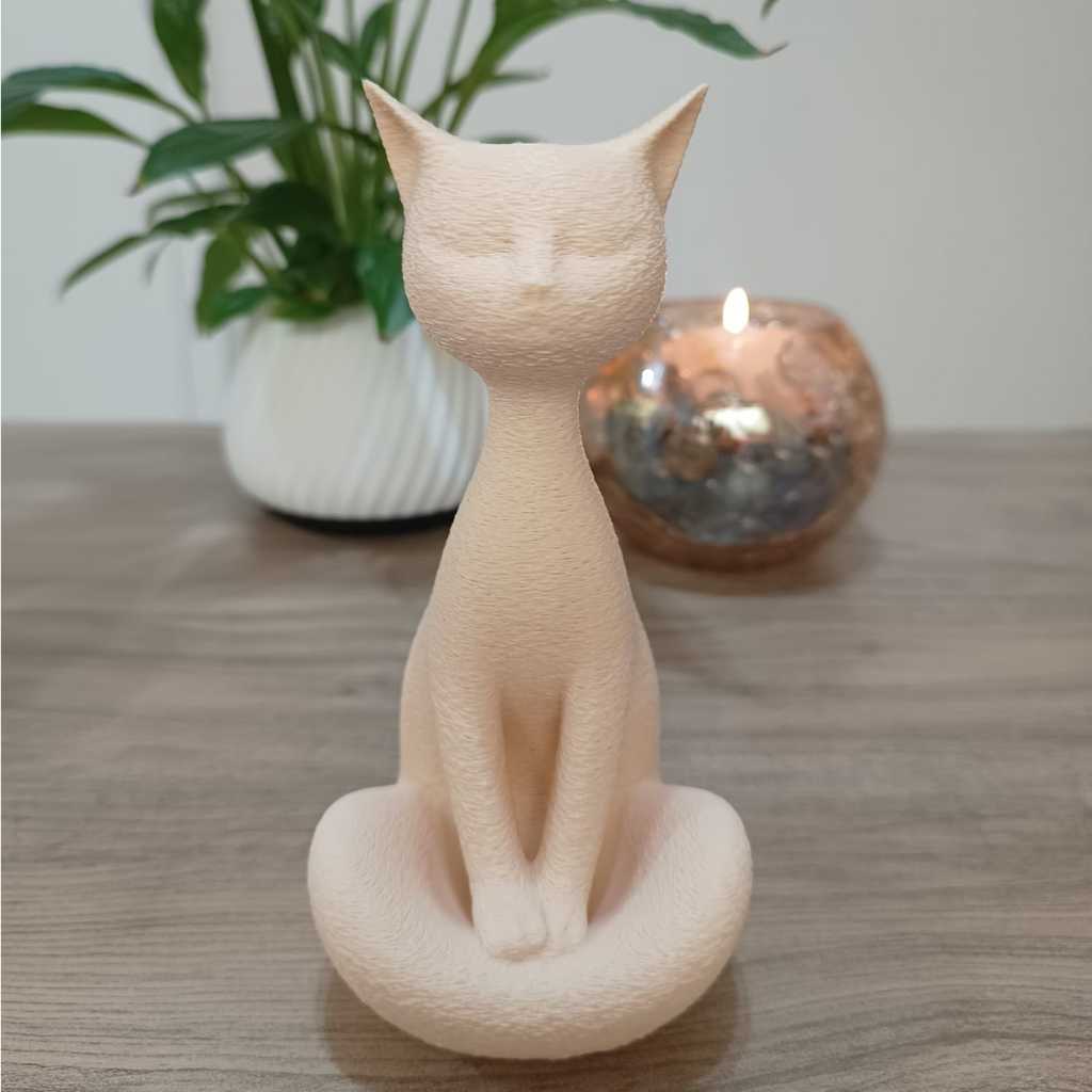 Imagem Estátua Decorativa Gato Zen Meditando Yoga