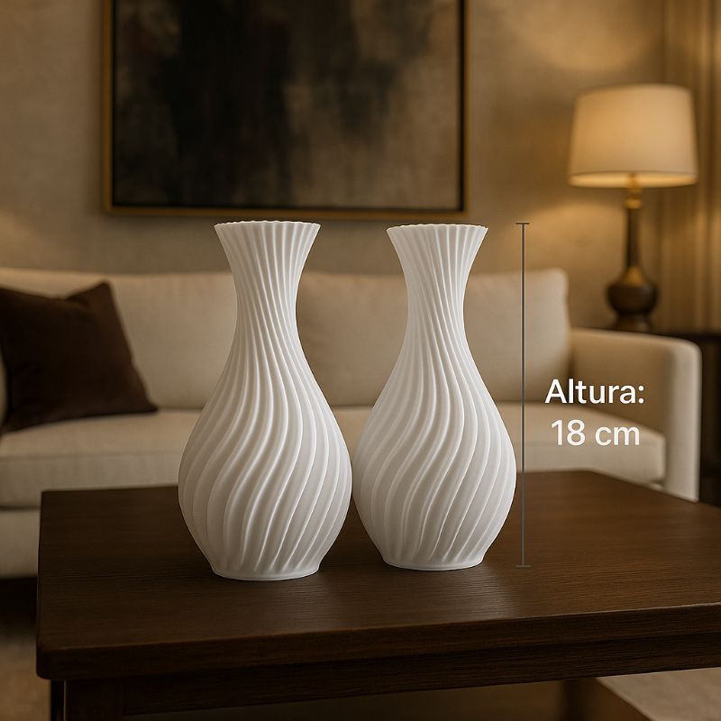 Kit 02 Vasos Decorativo - Branco 18cm em Oferta na Shopee