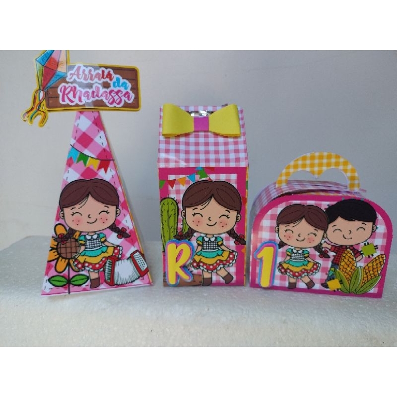 Personalizados Festa Junina Menina 40 peças lembrancinhas caixinhas de aniversário kit festa