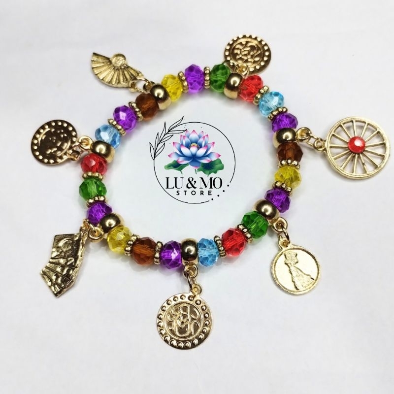 Pulseira de Cigano Povo Cigano Povo do Oriente Cristal 8mm Com Pingente Proteção Orixá Umbanda e Candomblé — imagem 2 de 2