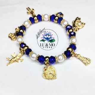 Pulseira de Proteção N. Senhora Aparecida Cristal 8mm Com Pingente em Oferta na Shopee