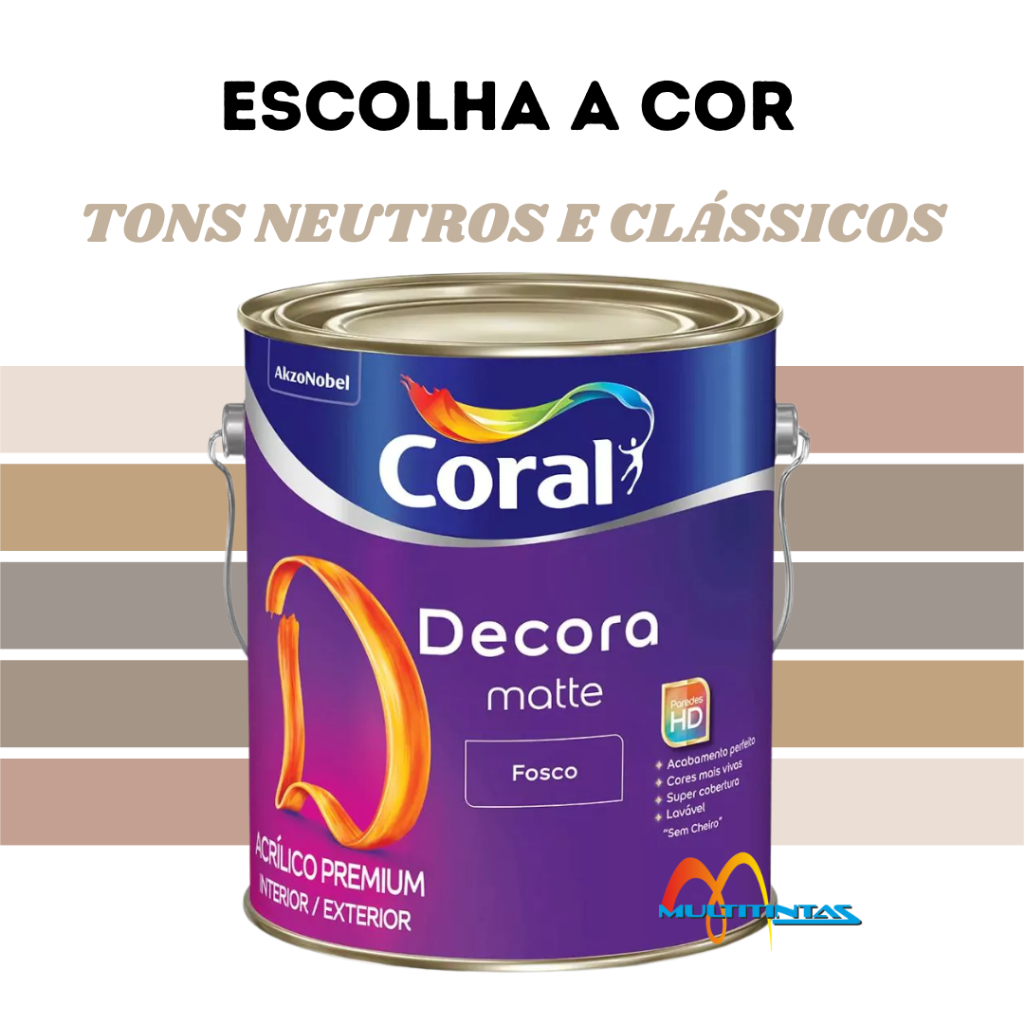 Tinta Parede Fosca Coral Premium Decora Matte 3,2l Greige Cores Neutras em Oferta na Shopee