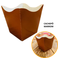 10~50 KIT CACHEPÔ FESTA MARROM 9X9X7CM VAZO DECORAÇÃO 2.14 ( NC TOYS CACHEPÔ )(CHOCO)