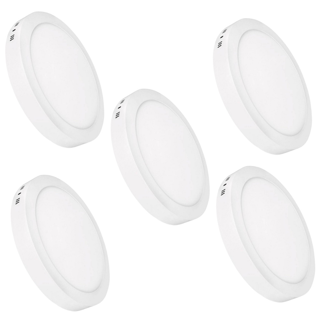 Kit 5 Luminaria Painel Plafon Sobrepor Bivolt Redondo 12w Led Teto - ELGIN em Oferta na Shopee