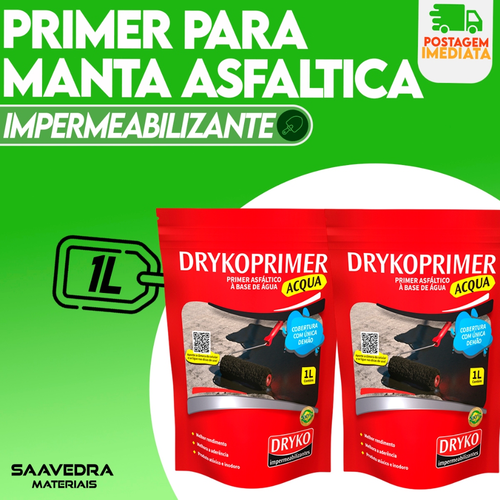 Primer para Manta Asfaltica Aluminizada 1l Dryko Acqua