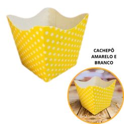 10~50 KIT CACHEPÔ FESTA POÁ AMARELO/BRANCO 9X9X7CM VAZO DECORAÇÃO 2.16 ( NC TOYS CACHEPÔ )(CHOCO)