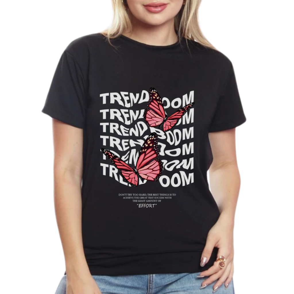 Camiseta Baby Look T-Shirt Cor Preta Modelo: "Trend" BAB-1144-PT