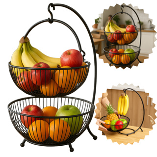 Fruteira De Mesa Bancada Balcão 2 Cesto Dupla C/ Gancho em Oferta na Shopee