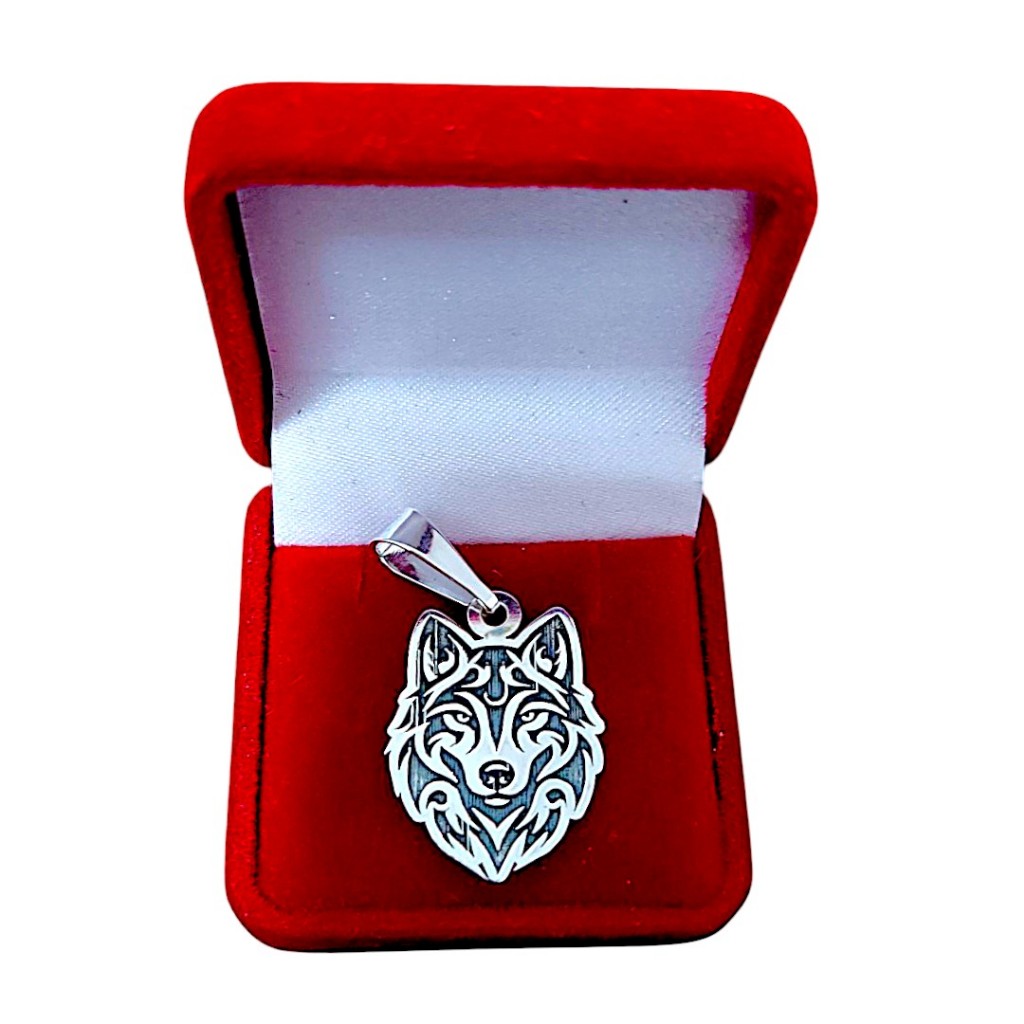 pingente rosto lobo tribal prata 925