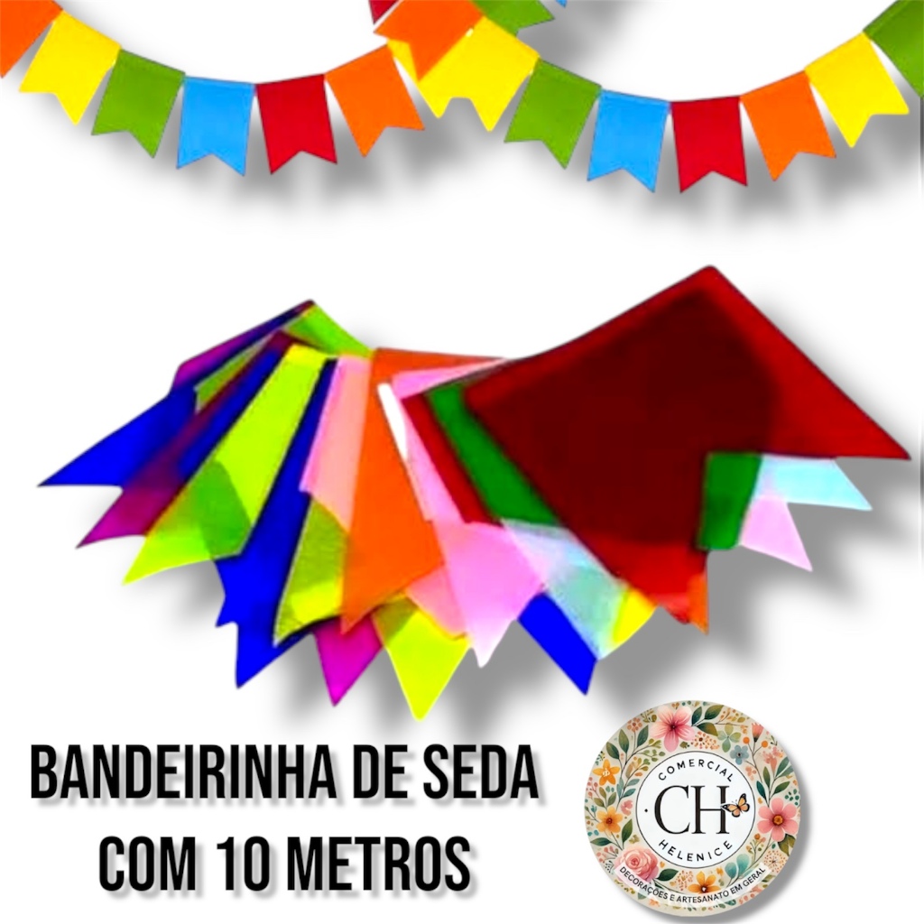 Bandeirinha de seda festa junino e decoração com 10metros