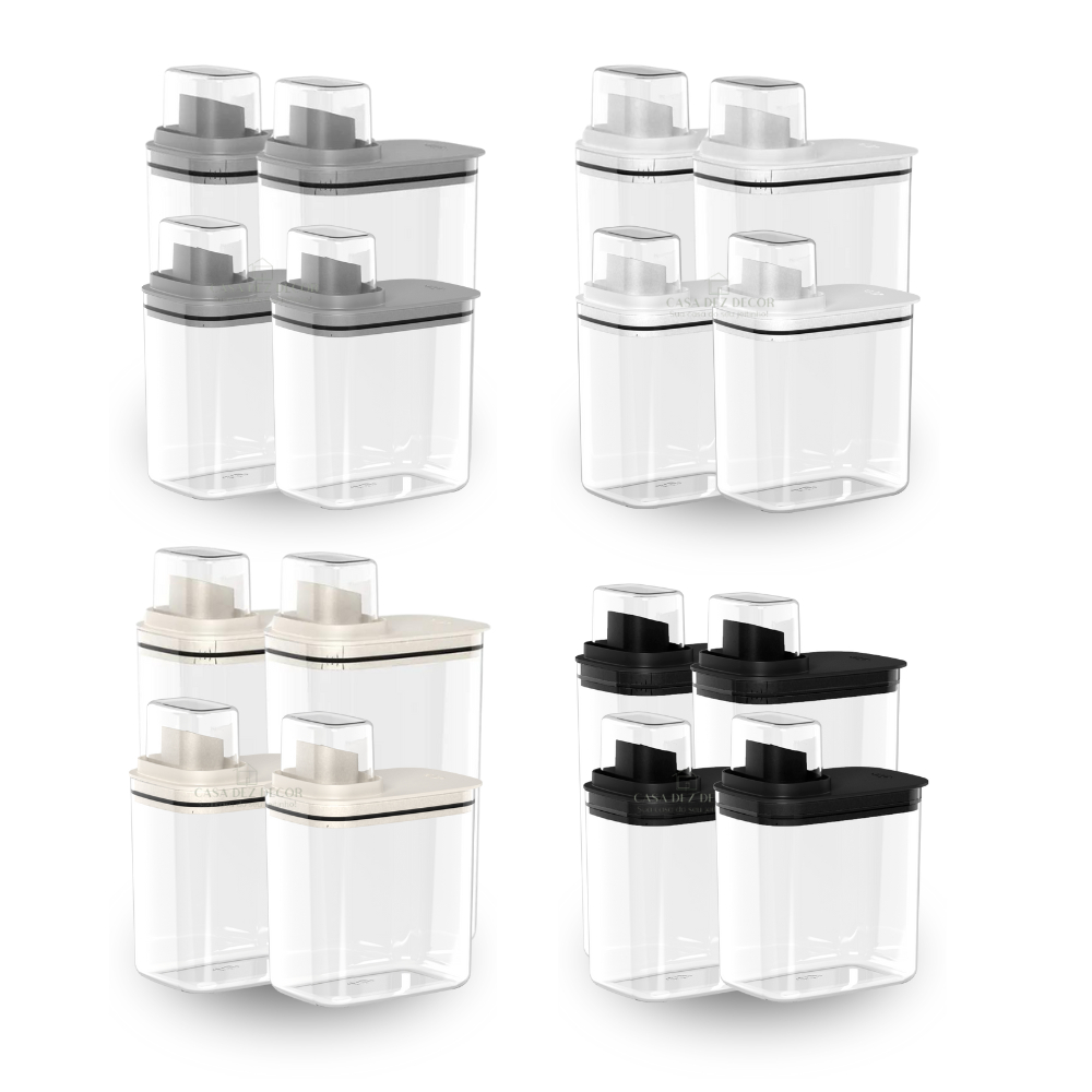 Kit 4 Peças Dispenser Flow 1,5 E 2,3 Litros Sabão Líquido Amaciante Produtos Limpeza Lavan...