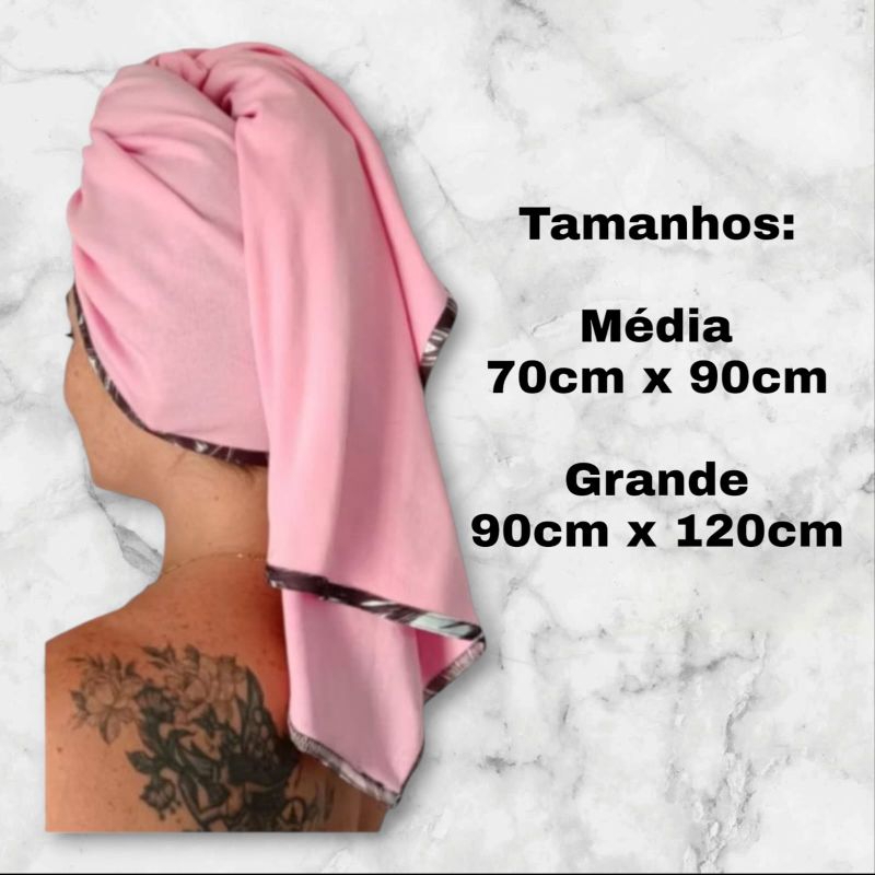 Toalha para cabelo Anti Frizz 100% algodão média e grande