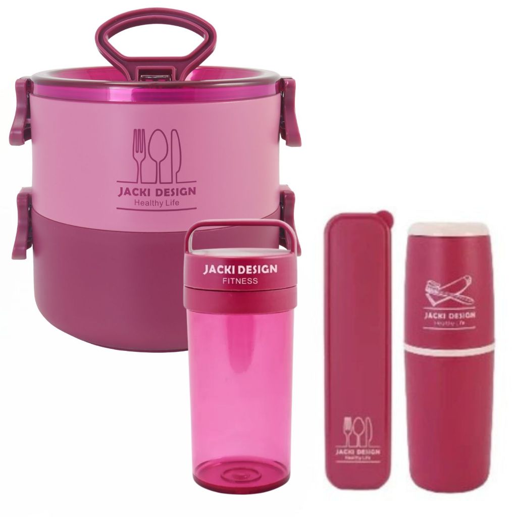 Marmita 2 Compartimentos Garrafa Com Filtro Porta Escova Copo e Porta Talher Kit Lifestyle Fitness