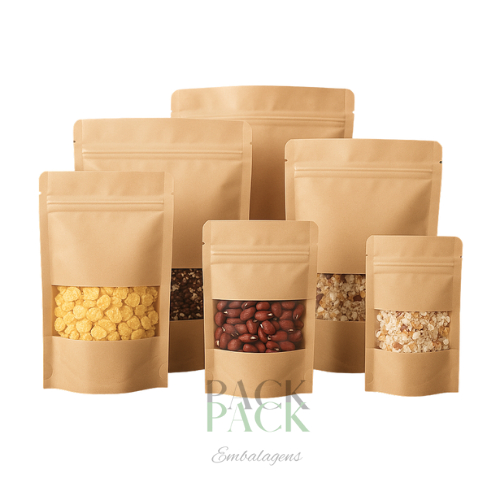 Saco Stand Up Pouch Kraft Com Visor Zip Hermético C/25 Unidades Melhor Preço em Oferta na Shopee
