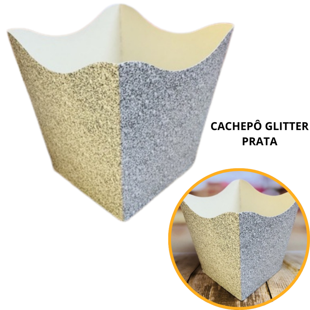 10~60 KIT CACHEPÔ DECORATIVO PAPEL FESTAS FLORES DECORAÇÃO COR IMITAÇÃO GLITTER PRATA 2.65 em Oferta na Shopee