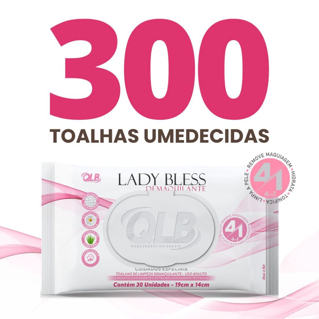 Kit com 10 Lenços/Toalhas Demaquilantes Lady Bless C/30 em Oferta na Shopee