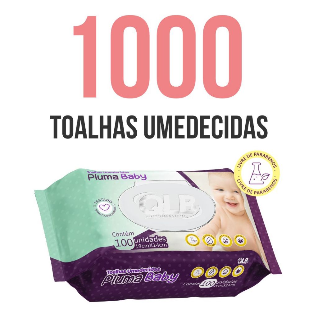 Kit - 10 Lenços/Toalhas Umedecidas Pluma Baby C/100 em Oferta na Shopee