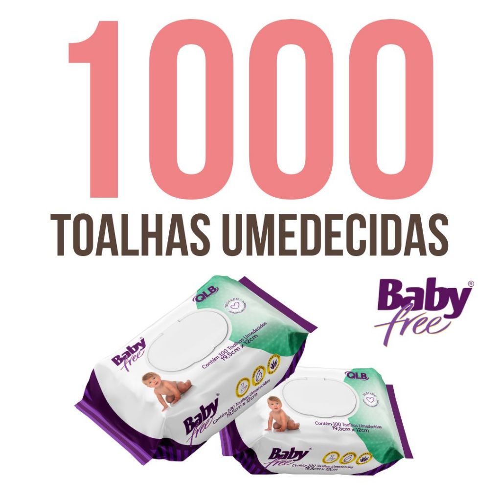 Kit com 10 Lenços/Toalhas Umedecidas Baby Free C/100- Com Flip top em Oferta na Shopee