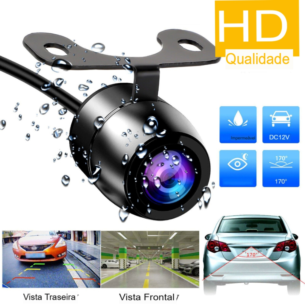 Câmera De Ré Automotiva Universal Visão Noturna À Prova D’Água