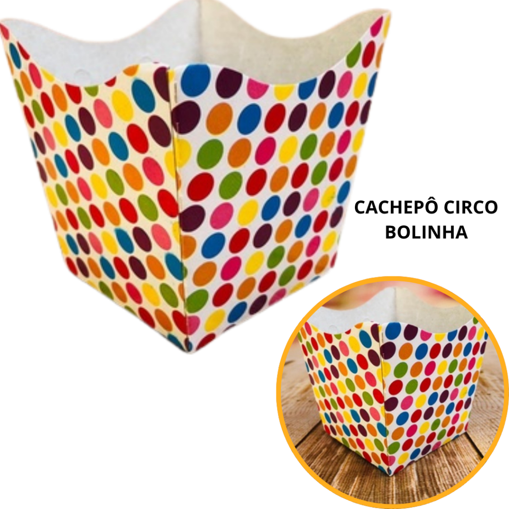 10~60 KIT CACHEPÔ DECORATIVO PAPEL FESTAS FLORES DECORAÇÃO COR TEMA CIRCO  BOLINHA COLORIDA 2.45 - Home & Living