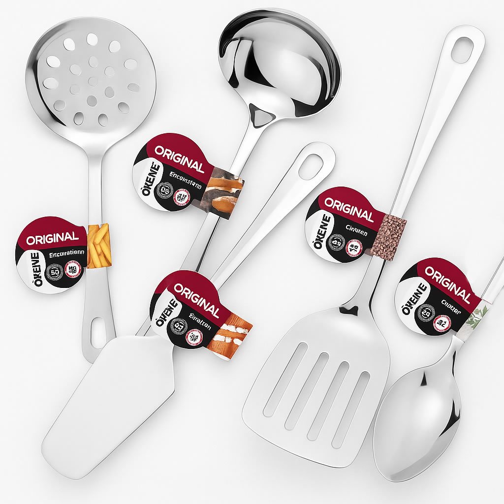 Jogo Utensílios em Inox 5 Peças Kit Utensílios de Cozinha Conjunto de Talheres Linha Inox Oriente