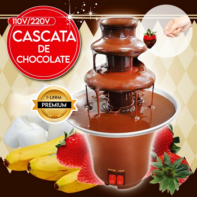 Mini Cascata de Chocolate Elétrica Fondue 3 Andares Para Festas Torre 110V / 220V