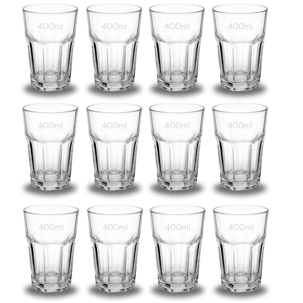 Kit Jogo 6 ou 12 Copos 400ml De Vidro Grosso Resistente Suco Agua Restaurante Bar Casa Hotel Buffet em Oferta na Shopee